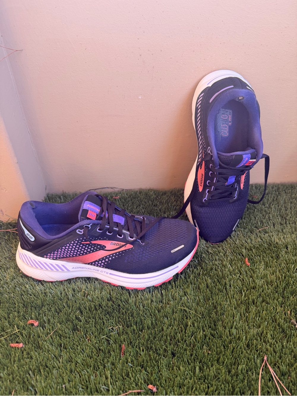 Brooks Women’s Adrenaline GTS Running Shoes - Navy with Pink Accents